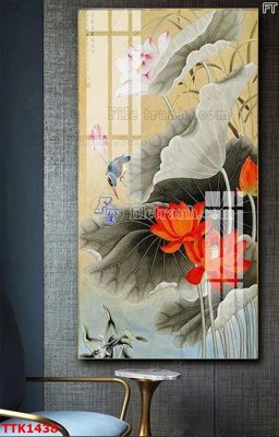 File gốc File bộ tranh treo tường decor TTK1438 (in lụa) hoa văn cổ điển