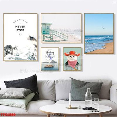 File gốc File bộ tranh treo tường decor TTK1589 (in lụa) chi tiết cao