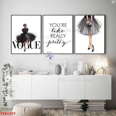 File gốc File bộ tranh treo tường decor TTK1777 (in tráng gương) ốp tường