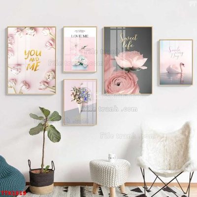 File tranh ảnh gốc File bộ tranh treo tường decor TTK1819 dùng cho in khổ lớn