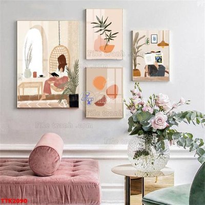 File in trần File bộ tranh treo tường decor TTK2090 (file gốc) hoa văn 3D
