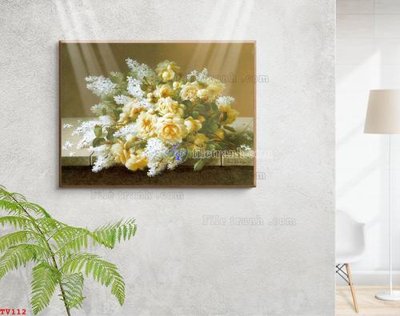 Tải file Tranh tĩnh vật sơn dầu hoa châu âu TV112 (PSD) cho in tranh kính