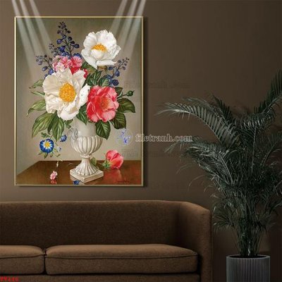 File tranh Tranh tĩnh vật sơn dầu hoa châu âu TV116 (gốc) chủ đề trừu tượng