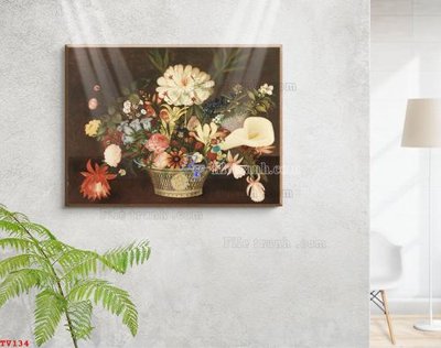 Tải file Tranh tĩnh vật sơn dầu hoa châu âu TV134 (ảnh gốc) in tráng gương