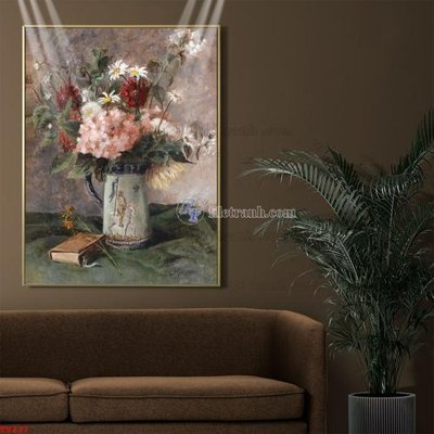 File tranh Tranh tĩnh vật sơn dầu hoa châu âu TV137 (bản gốc) treo tường