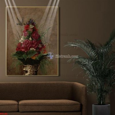 File tranh Tranh tĩnh vật sơn dầu hoa châu âu TV140 (ảnh gốc) độ nét vượt trội