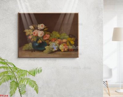 File ảnh Tranh tĩnh vật sơn dầu hoa châu âu TV144 (gốc) in quảng cáo ngoài trời