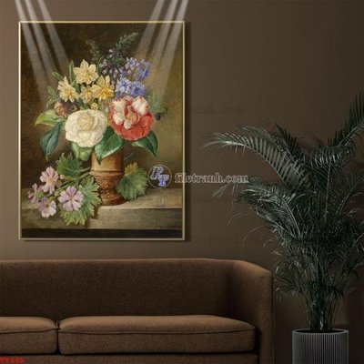 File gốc Tranh tĩnh vật sơn dầu hoa châu âu TV145 (dành cho quảng cáo)