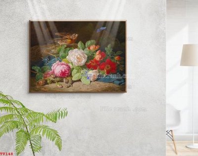 Tải file Tranh tĩnh vật sơn dầu hoa châu âu TV148 (gốc) để in ấn ngay