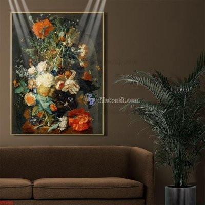 File ảnh Tranh tĩnh vật sơn dầu hoa châu âu TV153 (gốc) in standee