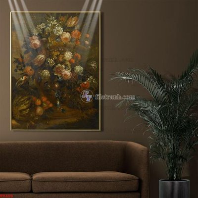 Tải file Tranh tĩnh vật sơn dầu hoa châu âu TV155 (PSD) cho in tranh 3D