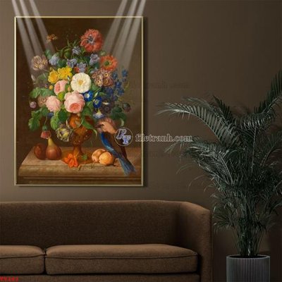 File gốc Tranh tĩnh vật sơn dầu hoa châu âu TV163 (cho in 3D) độc đáo