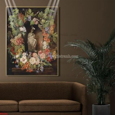 File gốc Tranh tĩnh vật sơn dầu hoa châu âu TV191 (phong cách) tối giản