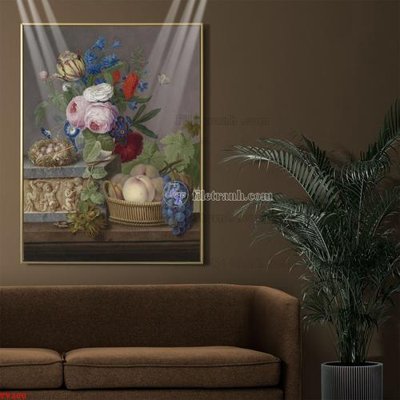 File in ấn Tranh tĩnh vật sơn dầu hoa châu âu TV200 (bản gốc) sắc nét