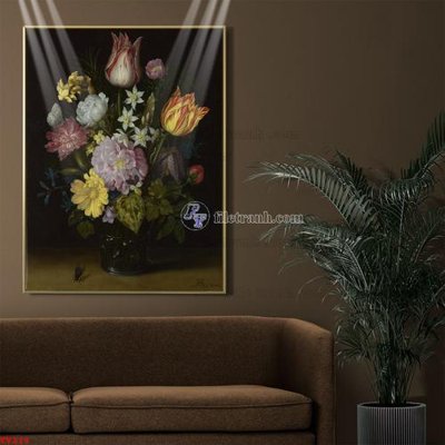 File tranh gốc Tranh tĩnh vật sơn dầu hoa châu âu TV219 chủ đề hiện đại