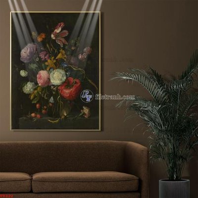 File tranh Tranh tĩnh vật sơn dầu hoa châu âu TV222 (ảnh gốc) không bị mờ