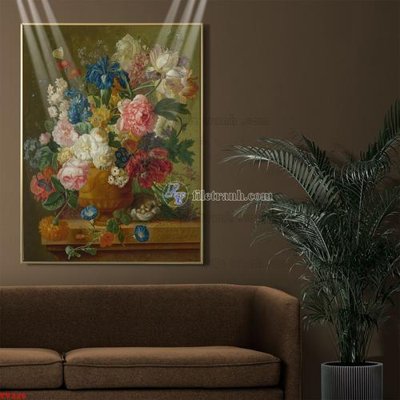File tranh Tranh tĩnh vật sơn dầu hoa châu âu TV226 (bản gốc) in lụa 5D
