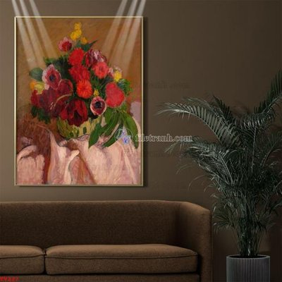 File in mica Tranh tĩnh vật sơn dầu hoa châu âu TV227 (ảnh gốc) đẹp