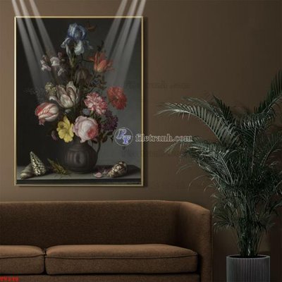 Tải về hình ảnh gốc Tranh tĩnh vật sơn dầu hoa châu âu TV238 sắc nét