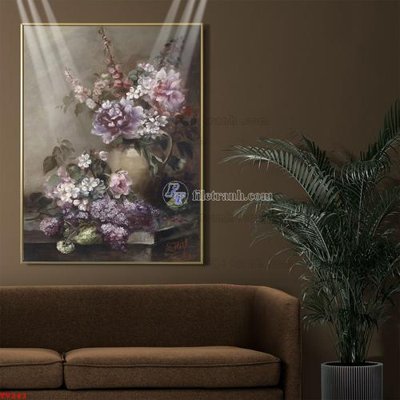 File PSD Tranh tĩnh vật sơn dầu hoa châu âu TV243 (bản gốc) cho nhà in