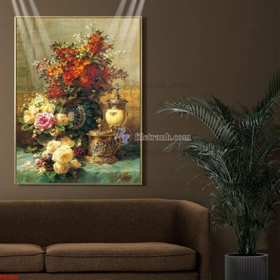 File gốc Tranh tĩnh vật sơn dầu hoa châu âu TV250 (in lụa) tranh mã đáo