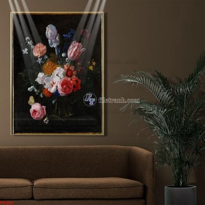 File tranh Tranh tĩnh vật sơn dầu hoa châu âu TV258 (bản gốc) in lụa 3D
