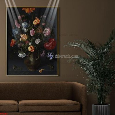 File in ấn Tranh tĩnh vật sơn dầu hoa châu âu TV263 (bản gốc) chất lượng cao