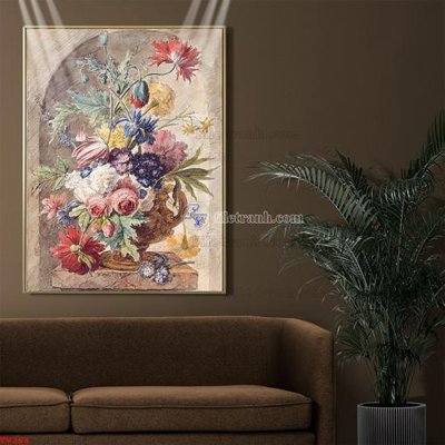 File gốc Tranh tĩnh vật sơn dầu hoa châu âu TV264 (in tráng gương) nghệ thuật