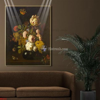 File in trần Tranh tĩnh vật sơn dầu hoa châu âu TV273 (file gốc) phong thủy