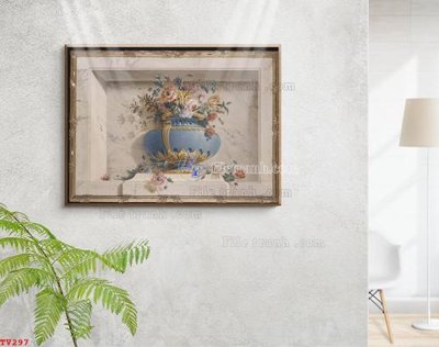 File gốc Tranh tĩnh vật sơn dầu hoa châu âu TV297 (phong cách) châu Âu