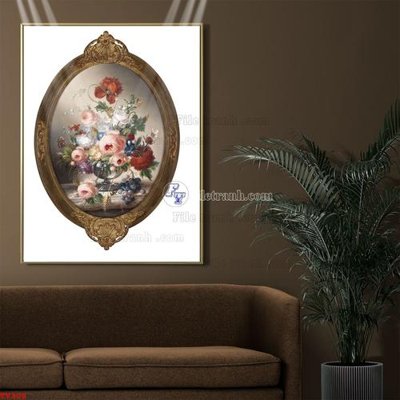 Download file gốc Tranh tĩnh vật sơn dầu hoa châu âu TV308 (in mica) trong suốt