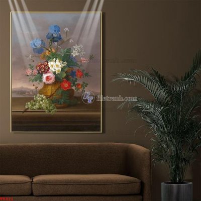 File gốc Tranh tĩnh vật sơn dầu hoa châu âu TV311 (thiết kế) độc quyền