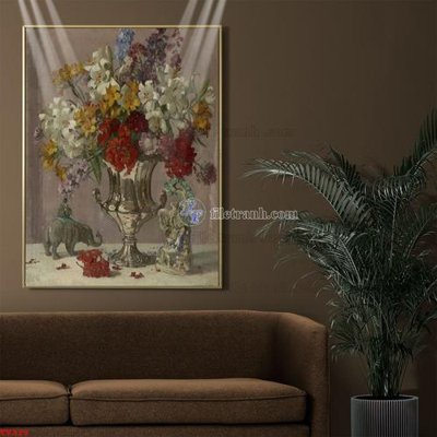 File gốc in ấn Tranh tĩnh vật sơn dầu hoa châu âu TV329 độ phân giải cao