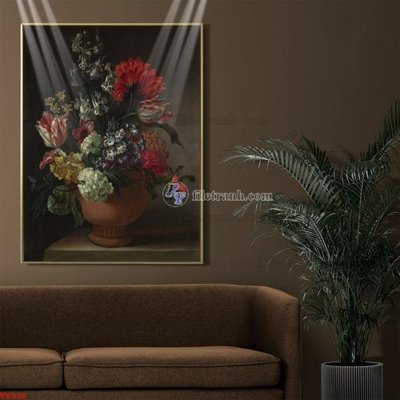 File ảnh Tranh tĩnh vật sơn dầu hoa châu âu TV330 (gốc) in Hiflex