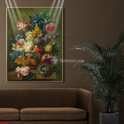 File tranh Tranh tĩnh vật sơn dầu hoa châu âu TV340 (ảnh gốc) độ nét vượt trội