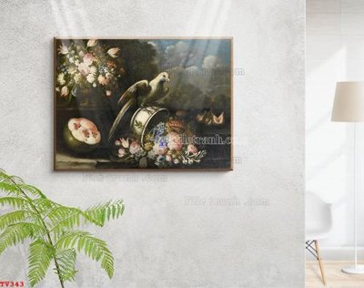 File in ấn Tranh tĩnh vật sơn dầu hoa châu âu TV343 (bản gốc) từ file gốc