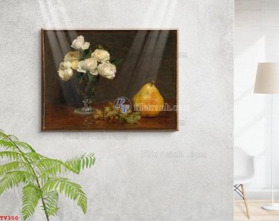 Tải file Tranh tĩnh vật sơn dầu hoa châu âu TV350 (gốc) chủ đề tâm linh