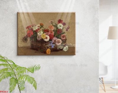 File tranh Tranh tĩnh vật sơn dầu hoa châu âu TV363 (ảnh gốc) chi tiết rõ ràng