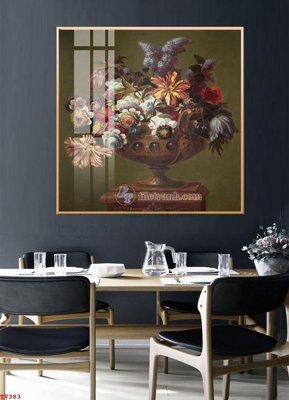 File gốc Tranh tĩnh vật sơn dầu hoa châu âu TV383 (in lụa) hoa văn cổ điển