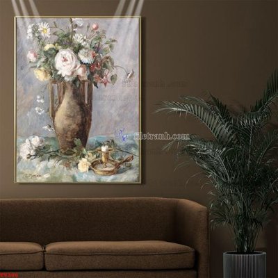 File PSD Tranh tĩnh vật sơn dầu hoa châu âu TV386 (gốc) nhiều lớp (multi-layer)