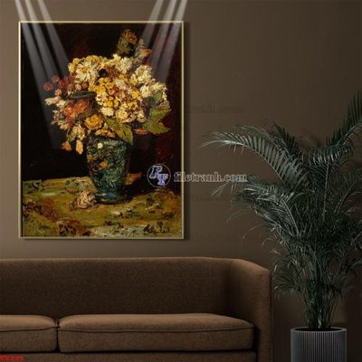 File tranh Tranh tĩnh vật sơn dầu hoa châu âu TV395 (gốc) chủ đề tĩnh vật