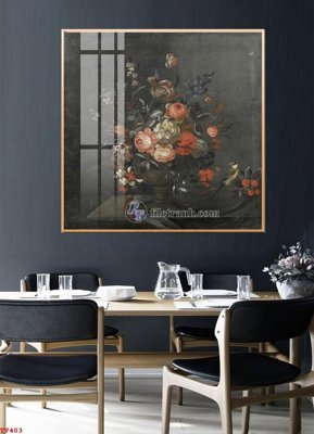 File gốc Tranh tĩnh vật sơn dầu hoa châu âu TV403 (in mica) trang trí