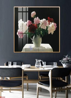 Download file gốc Tranh tĩnh vật sơn dầu hoa châu âu TV406 (in mica) trong suốt