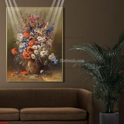 File gốc Tranh tĩnh vật sơn dầu hoa châu âu TV419 (ảnh chi tiết) để in lụa