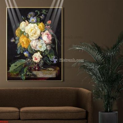 File gốc Tranh tĩnh vật sơn dầu hoa châu âu TV420 (ảnh chi tiết) để in ấn