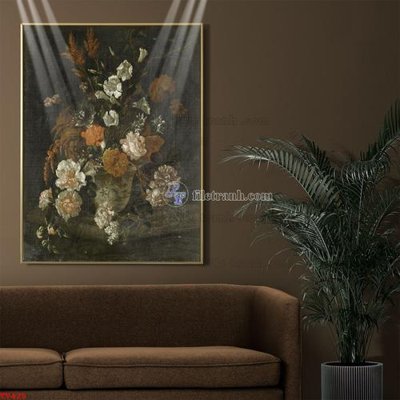 File tranh in trần Tranh tĩnh vật sơn dầu hoa châu âu TV425 (ảnh gốc siêu nét)
