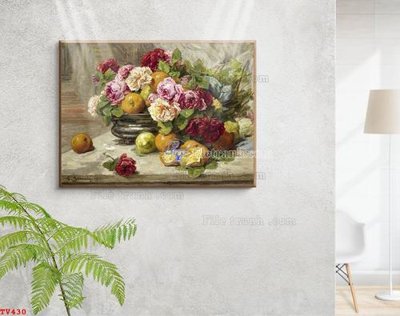 File PSD Tranh tĩnh vật sơn dầu hoa châu âu TV430 (nguyên bản) cho thiết kế