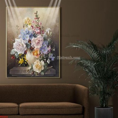 Chi tiết file tranh tráng gương Tranh tĩnh vật sơn dầu hoa châu âu TV433 (ảnh gốc)