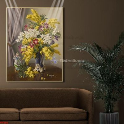 File ảnh Tranh tĩnh vật sơn dầu hoa châu âu TV450 (gốc) trang trí khách sạn