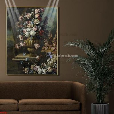 Ảnh gốc Tranh tĩnh vật sơn dầu hoa châu âu TV451 (siêu chi tiết) để in ấn